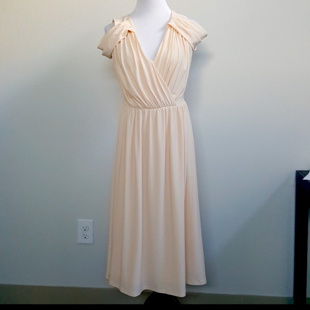 Asos Cream V Neck Midi Dress